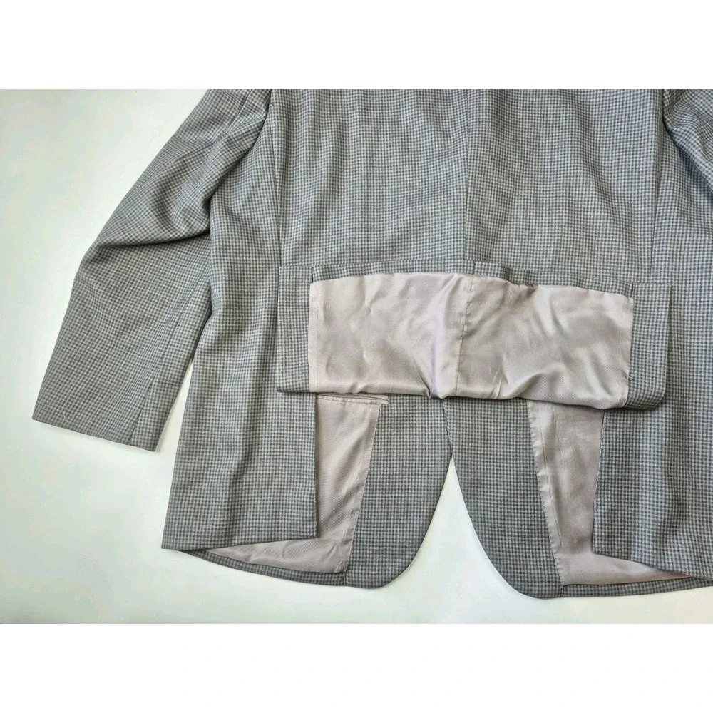 Pronto Uomo Platinum Mens Sport Coat 48R Blue Gray Check 2 Button Made in China
